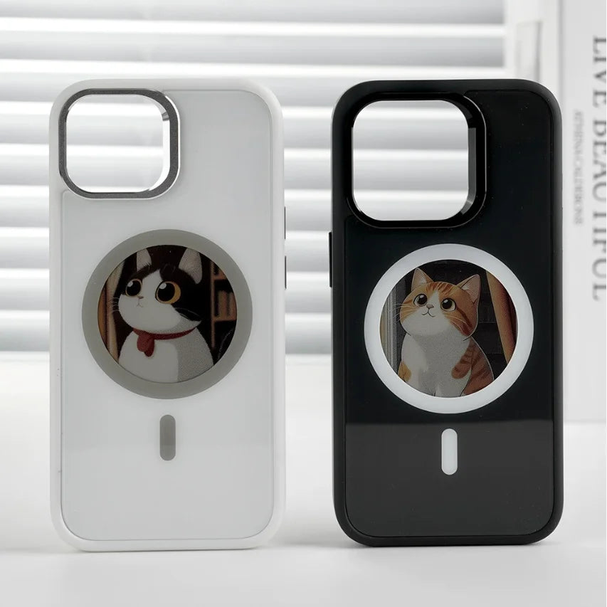 2.53 Inches E-Ink Phone Case Photos HD Display Wireless Transmission DIY Screen for Iphone 16/15/14/13 round Support Magsafe